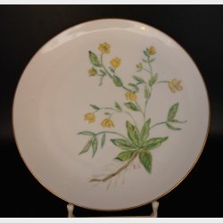 Set of 4 hand-painted botanical porcelain plates (20 cm in diametre), signed E.J. and dated 1961