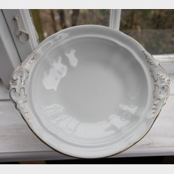 Antique Villeroy &amp; Boch Mettlach Porcelain Dinner Service, 69 Pieces, circa 1900�1930, White with Gilt Rim, Complete Table Setting for 12