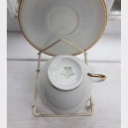 Antique Villeroy &amp; Boch Mettlach Porcelain Dinner Service, 69 Pieces, circa 1900�1930, White with Gilt Rim, Complete Table Setting for 12