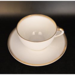 Antique Villeroy &amp; Boch Mettlach Porcelain Dinner Service, 69 Pieces, circa 1900�1930, White with Gilt Rim, Complete Table Setting for 12