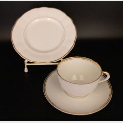 Antique Villeroy &amp; Boch Mettlach Porcelain Dinner Service, 69 Pieces, circa 1900�1930, White with Gilt Rim, Complete Table Setting for 12