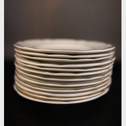 Antique Villeroy &amp; Boch Mettlach Porcelain Dinner Service, 69 Pieces, circa 1900�1930, White with Gilt Rim, Complete Table Setting for 12