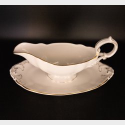 Antique Villeroy &amp; Boch Mettlach Porcelain Dinner Service, 69 Pieces, circa 1900�1930, White with Gilt Rim, Complete Table Setting for 12