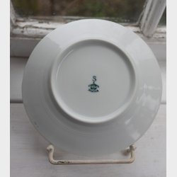 Antique Silesia Porcelain Dessert Plates Set of 10 � Vintage German Cake Plates 15 cm with Gold Rim