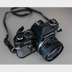 Vintage Yashica FX-D Quartz 35mm SLR Camera Kit � 50mm f/2 Lens + Telephoto Zoom Lenses, Sunpak Auto Zoom 3000 Flash &amp; Leather Hard Case (Japan, 1980s)