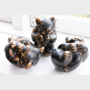 3 Royal Copenhagen Bear Figurines in Brown Glazed Porcelain � Set of 3 � Mint Condition