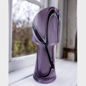 Asymmetrical Italian Art Glass Vase � Purple, White & Black 