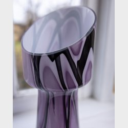 Asymmetrical Italian Art Glass Vase � Purple, White &amp; Black 