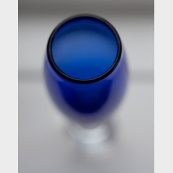 Elegant Tall Blue Glass Vase with Clear Base