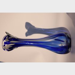Hand blown sapphire stream Murano vase