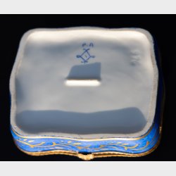 Rare French Porcelain Casket in Vibrant Blue with Floral Decoration