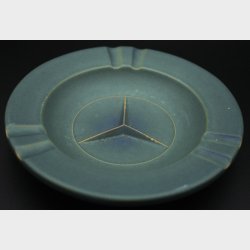 Vintage Mercedes-Benz Ceramic Ashtray � Minimalist Blue Stoneware Smoking Accessory