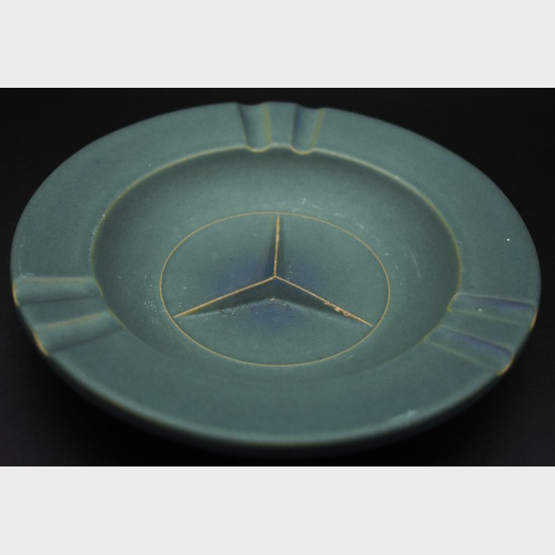 Vintage Mercedes-Benz Ceramic Ashtray � Minimalist Blue Stoneware Smoking Accessory