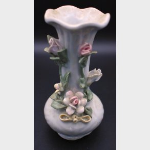 Vintage Porcelain Vase with Applied Floral Decoration � Romantic Style