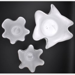 Set of 3 Vintage Scandinavian Frosted Glass Candle Holders � Organic Danish Design, Wavy Edge Tealight Cups