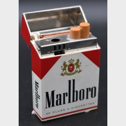 novelty cigarette lighter designed as a Marlboro cigarette pack