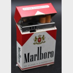 novelty cigarette lighter designed as a Marlboro cigarette pack