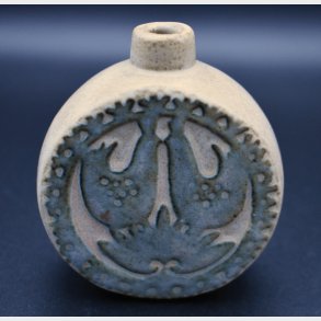 Vintage Scandinavian Studio Pottery Vase with Bird Relief