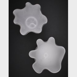 Set of 3 Vintage Scandinavian Frosted Glass Candle Holders � Organic Danish Design, Wavy Edge Tealight Cups