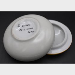 Vintage Hand-Painted Porcelain Lidded Trinket Box (Dated 1970)