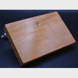Vintage table lighter mounted in a wooden inlaid box (marquetry/intarsia)