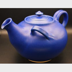 Vintage Danish Blue Ceramic Tea Set � Teapot, 4 Cups and Warmer � Made in Denmark