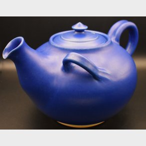 Vintage Danish Blue Ceramic Tea Set � Teapot, 4 Cups and Warmer � Made in Denmark