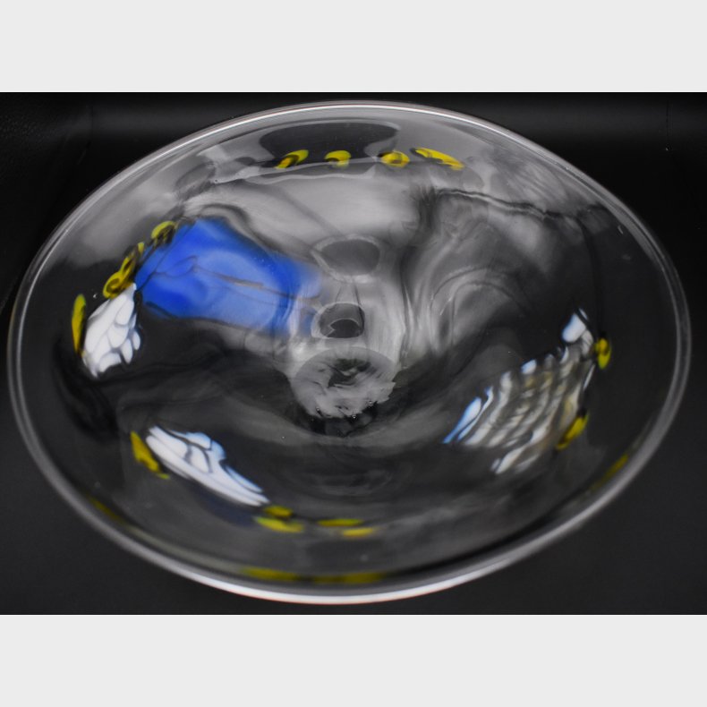 Classic Art Glass Bowl � Blue, White and Yellow Abstract Design