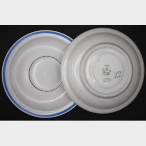 2 Royal Copenhagen Porcelain Plates / Saucers � White with Blue Rim, Danish Design Vintage