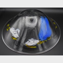 Classic Art Glass Bowl � Blue, White and Yellow Abstract Design