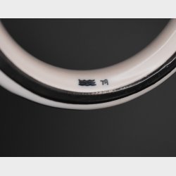 Vintage Black &amp; White Lucite Bangle Bracelet � Scandinavian Modern, �TA� Mark