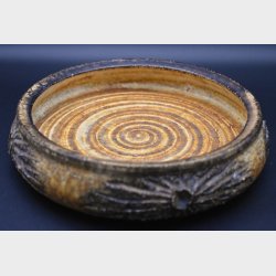 Vintage Studio Pottery Bowl � Rustic Handmade Stoneware Dish with Earth-Tone Glaze