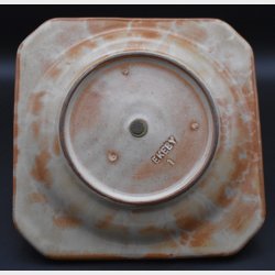 Danish ceramic ashtray with wooden pipe rest
