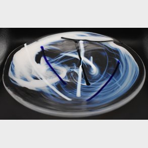 Kosta Boda Art Glass Bowl � Blue & White Abstract Design � Scandinavian Classic Studio Glass Dish