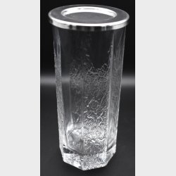 Vintage Scandinavian Style Pressed Glass Vase � Ice Glass Design