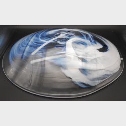 Kosta Boda Art Glass Bowl � Blue &amp; White Abstract Design � Scandinavian Classic Studio Glass Dish