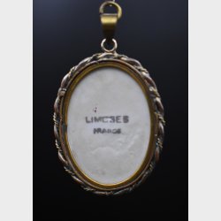 Limoges Floral Pendant � Hand-Painted Porcelain Miniature