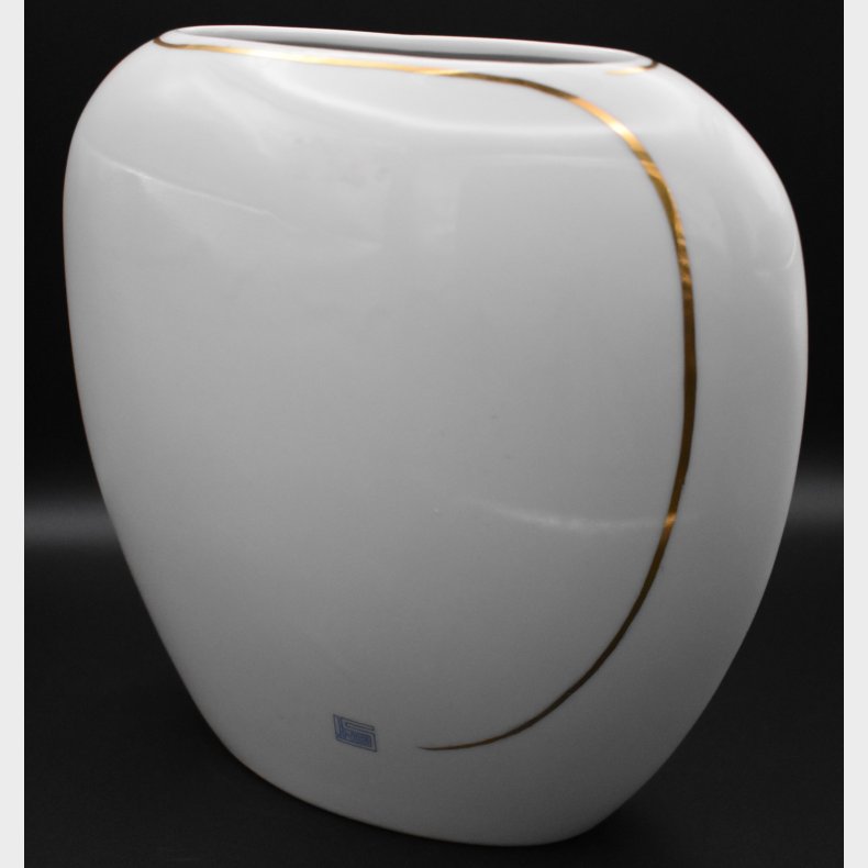 Lyngby Porcelain Sculptural Vase with Gold Detail � Danish Modern Design