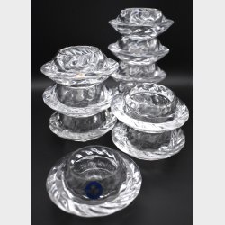 Set of 10 Vintage Royal Copenhagen Crystal Candle Holders � Danish Heavy Glass / Tealight Votives