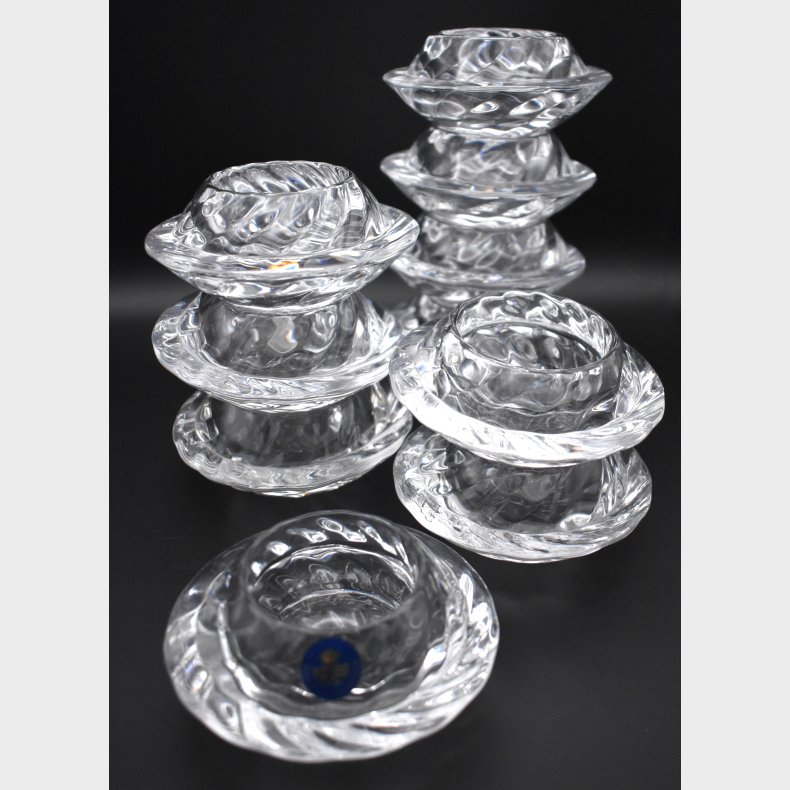 Set of 10 Vintage Royal Copenhagen Crystal Candle Holders � Danish Heavy Glass / Tealight Votives