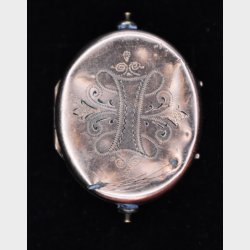 Antique Engraved Metal Pill Box / Vinaigrette � Victorian Style with Bird Motif