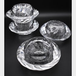 Vintage Heavy Crystal Glass Bowl / Candle Holder Set � 4 Decorative Sculptural Glass