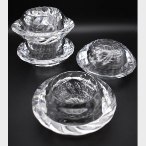 Vintage Heavy Crystal Glass Bowl / Candle Holder Set � 4 Decorative Sculptural Glass