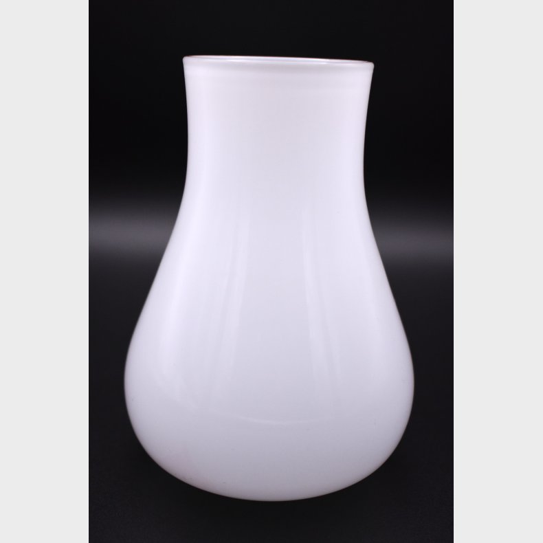 Elegant minimalist white glass vase with a soft, organic silhouette