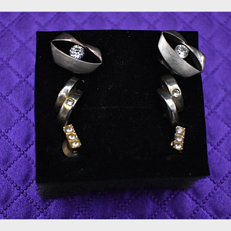 Elegant mixed set of vintage-style stud earrings, featuring three coordinated pairs presented together.