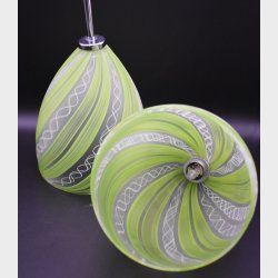 2 vintage Mid-Century Glass Pendant Lamps � Green Swirl Design � 1960s/70s