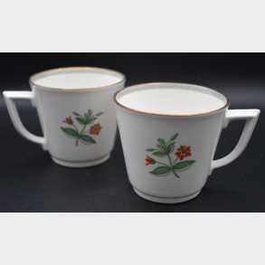 Royal Copenhagen Teacups with Saucers Set � Floral Porcelain, Gold Rim, Danish Vintage Coffee Cups (4 pcs)