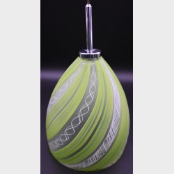 2 vintage Mid-Century Glass Pendant Lamps � Green Swirl Design � 1960s/70s