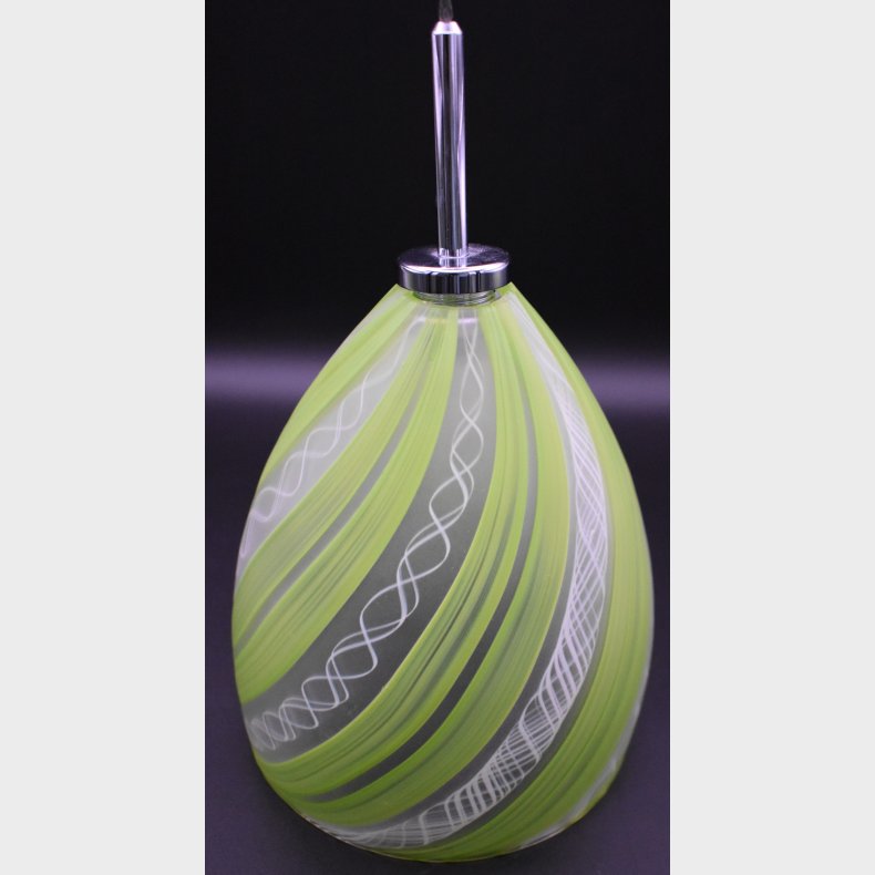 2 vintage Mid-Century Glass Pendant Lamps � Green Swirl Design � 1960s/70s