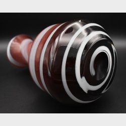 Decorative art glass vase in a striking red and white color combination